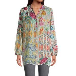 Johnny Was Silk Pearce Blair Long Sleeve Floral Top